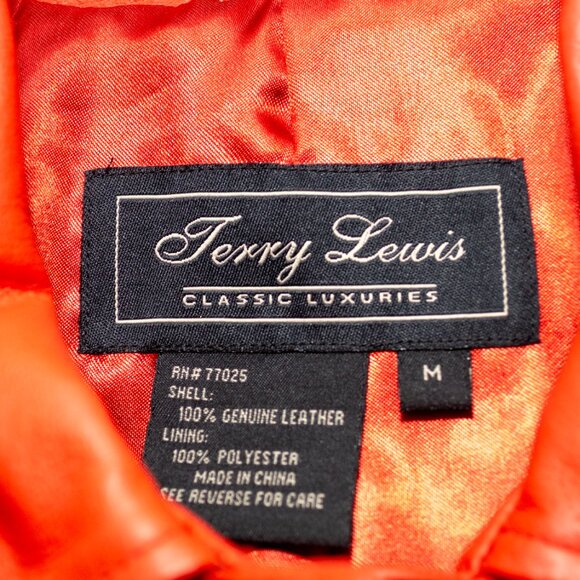 Vintage Terry Lewis Genuine Leather Jacket Red Button Front Women’s M - Picture 4 of 5